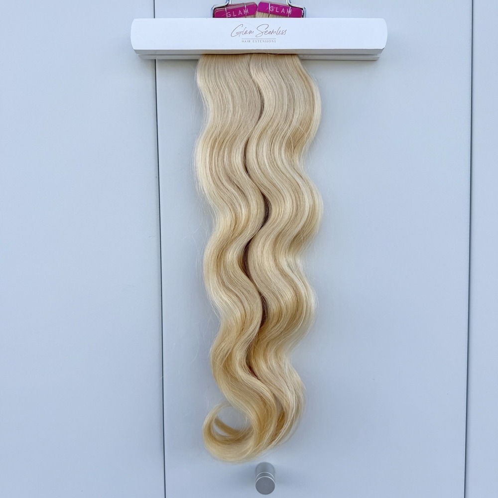 2x Glam Seamless 20" Body Wave Tape in Hair Extensions Light Golden Blonde #22